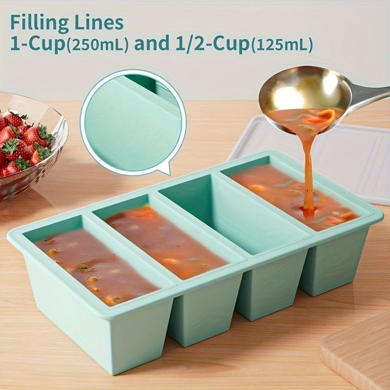 Food Storage Prep Containers - 1pc Silicone Freezer Tray with Lid