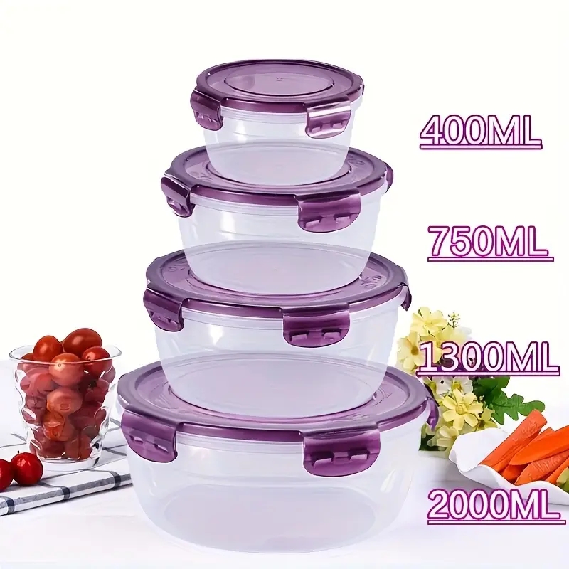 Food Storage Containers Plastic Box - 4 Plastic Food Storage Containers, Lunch