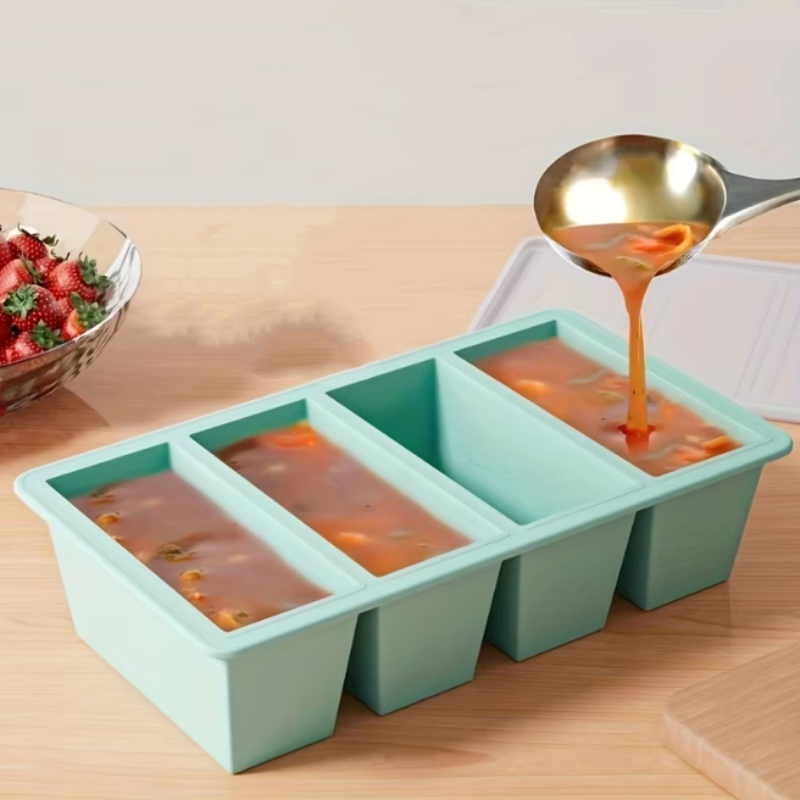 Food Storage Prep Containers - 1pc Silicone Freezer Tray with Lid