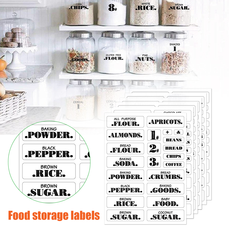 Food Storage Labels - 132pcs Kitchen Food Stickers Waterproof Food