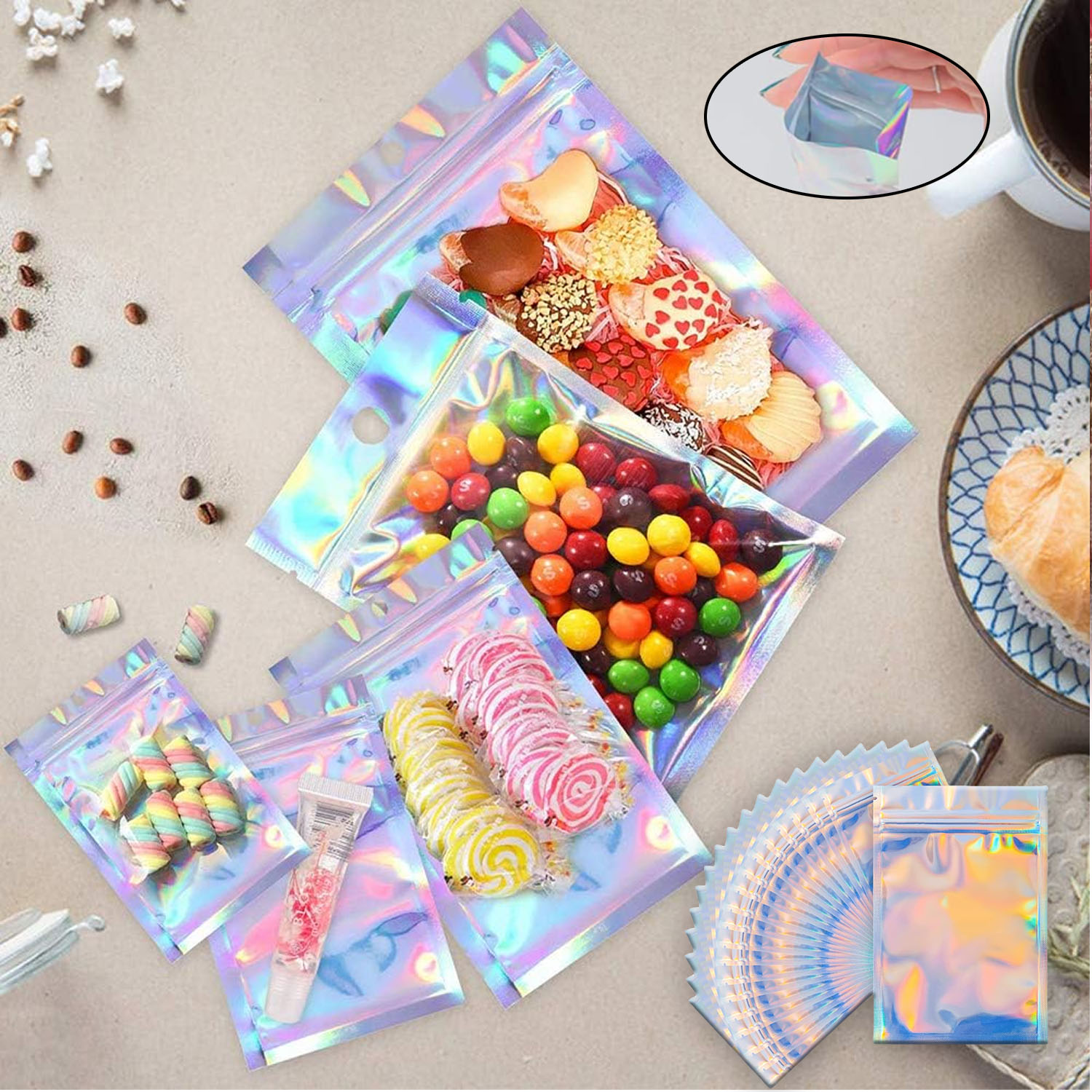 Food Storage In Mylar Bags - Resealable Holographic Rainbow Mylar Bags Smell