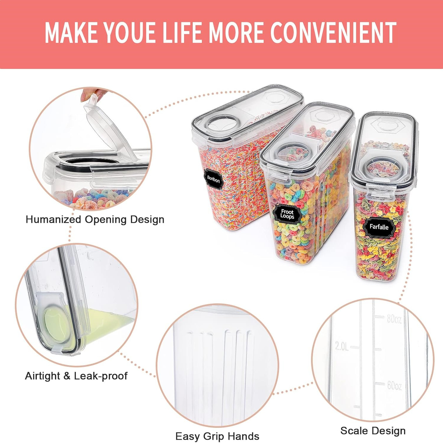 2.5L Cereal Storage Containers - Food Storage Labels review and price