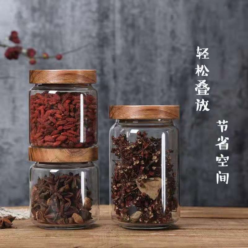 Round Glass Tube Jar Acacia Wo - Food Storage Youtube review and price
