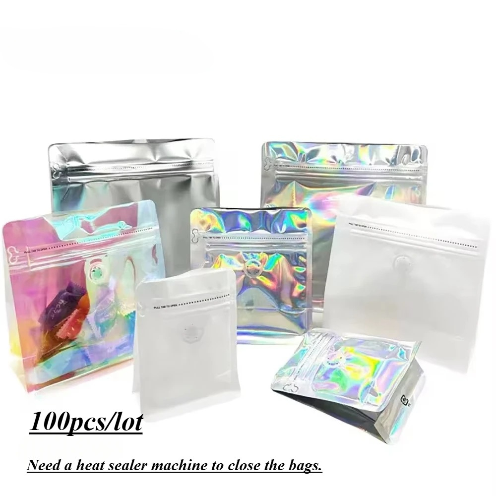 100pcs Pink Rainbow Laser Holo - Food Storage In Mylar Bags review and price