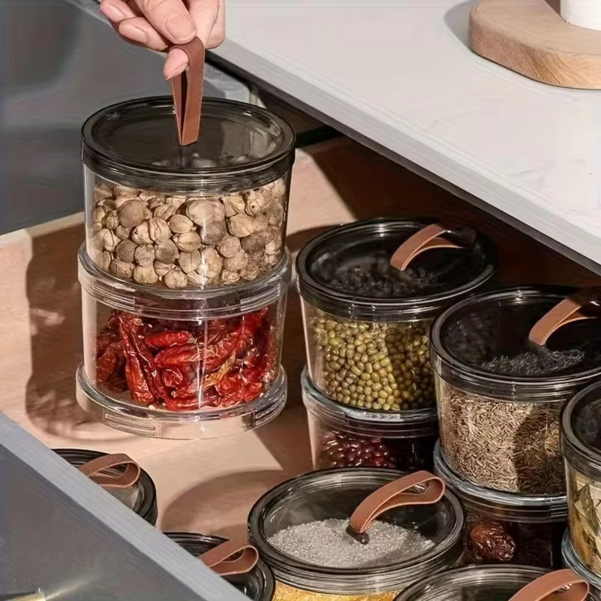 3-Layer Round Handheld Spice B - Food Storage Containers Plastic Box review and price